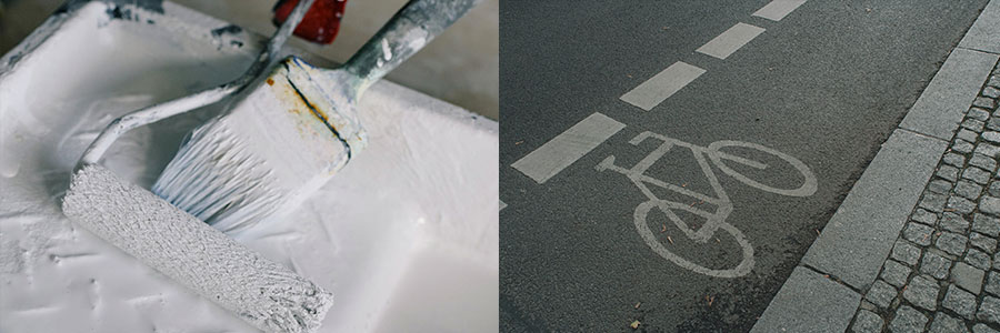 Диоксид титана — одна из составляющих качественной белой краски и термопластичной массы для дорожной разметки